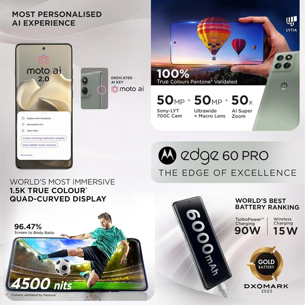Motorola Edge 60 Pro 5G (Pantone Shadow, 8GB RAM, 256GB Storage)