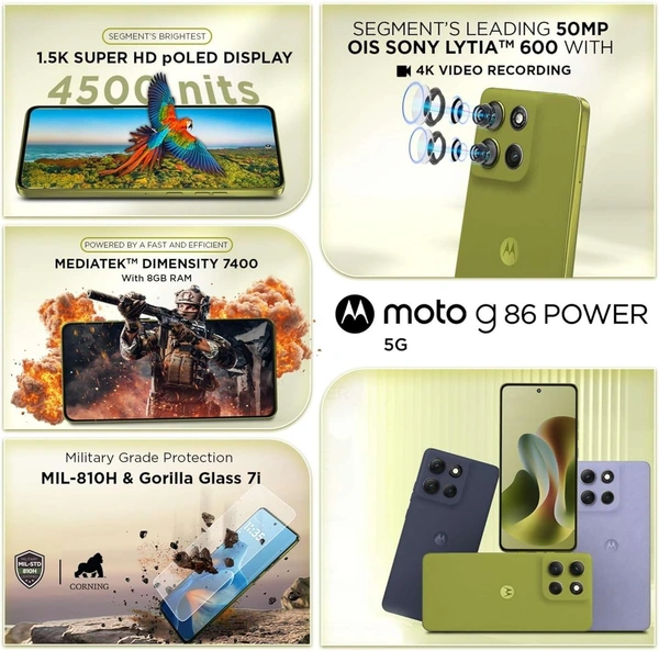 MOTOROLA Moto G86 Power 5G, 8GB Ram, 128GB Storage, Pantone Golden Cypress, Smartphone