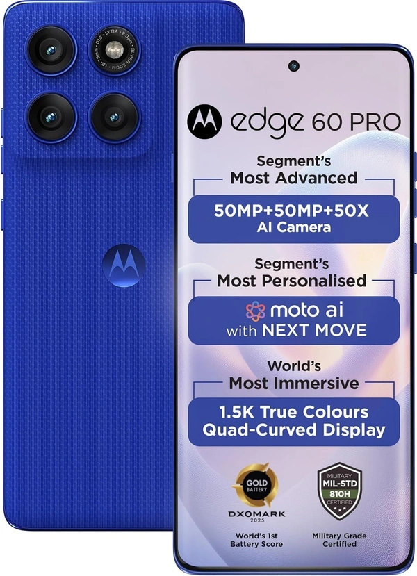 Motorola Edge 60 Pro 5G (Pantone Dazzling Blue, 12GB RAM, 256GB Storage)