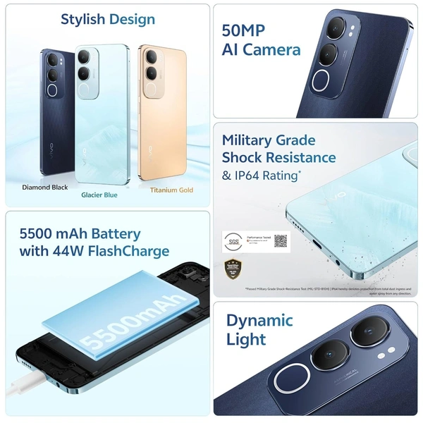 VIVO  Y29 5G - Turquoise Blue, 4GB, 128GB