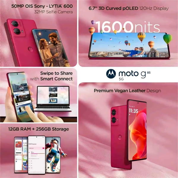 Motorola G85 5G (Viva Magenta, 8GB RAM + 128GB Storage)