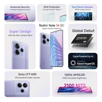 Redmi Note 14 5G Phantom Purple (8GB RAM 128GB Storage) | Global Debut MTK Dimensity 7025 Ultra | 2100 nits Segment Brightest 120Hz AMOLED | 50MP Sony LYT 600 OIS+EIS Triple Camera