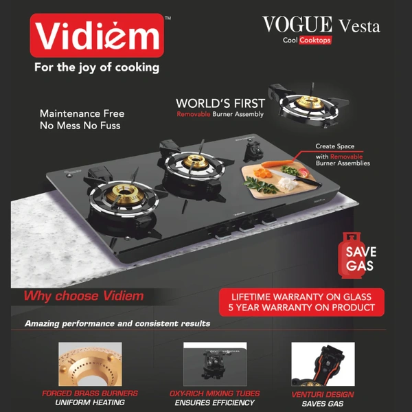 VIDIEM VOGUE VESTA 3 BURNER GAS STOVE