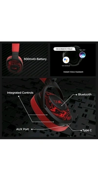 Refurbished boAt Rockerz 550 with 50mm Drivers, 20 HRS Playback & Physical Noise Isolation Bluetooth Headset (Red, On the Ear) - Red
