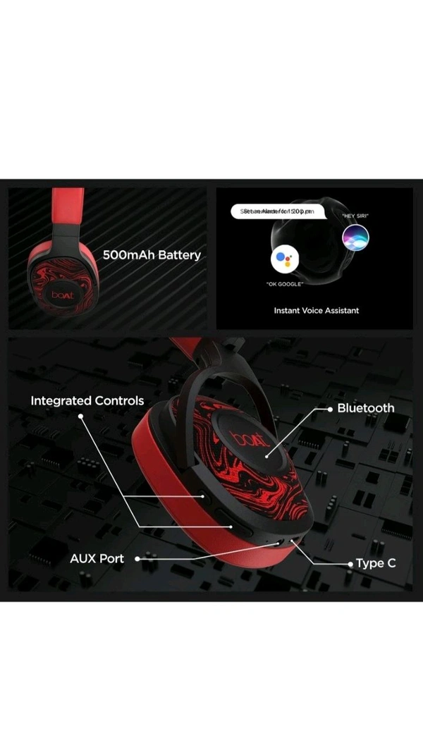 Refurbished boAt Rockerz 550 with 50mm Drivers, 20 HRS Playback & Physical Noise Isolation Bluetooth Headset (Red, On the Ear) - Red
