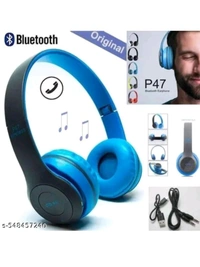 BUFONA Bluetooth Over Ear Foldable Wireless BUNAP47 Gaming Headphone Bluetooth Headset (Black, On the Ear) - Blue