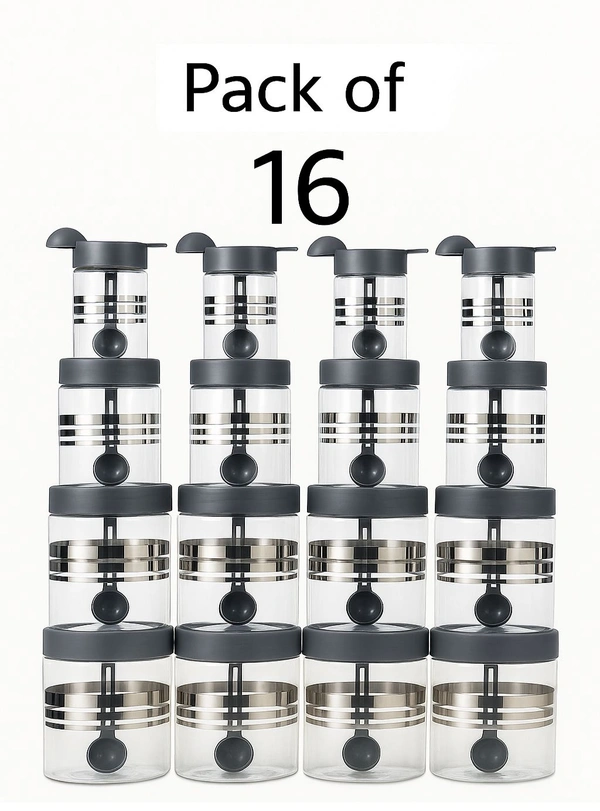 Pack of 16 Transparent Food Storage Containers (1200ML, 650ML, 350ML, 250ML)

