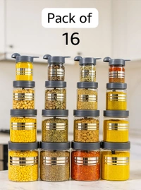 Pack of 16 Transparent Food Storage Containers (1200ML, 650ML, 350ML, 250ML)

