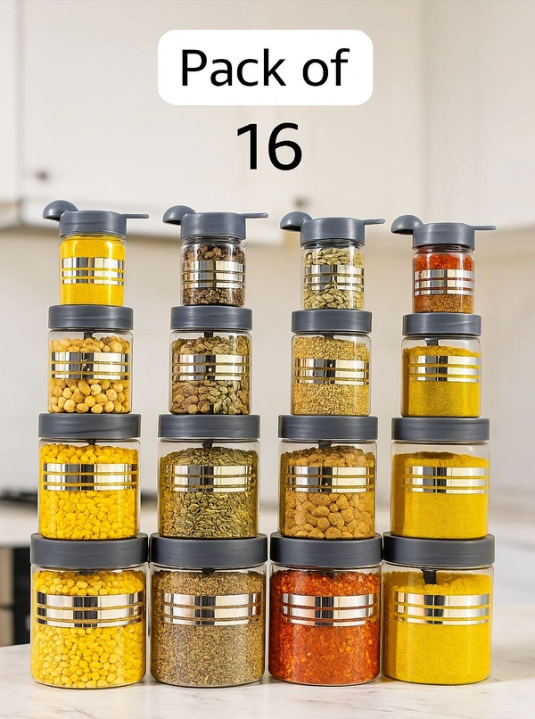 Pack of 16 Transparent Food Storage Containers (1200ML, 650ML, 350ML, 250ML)

