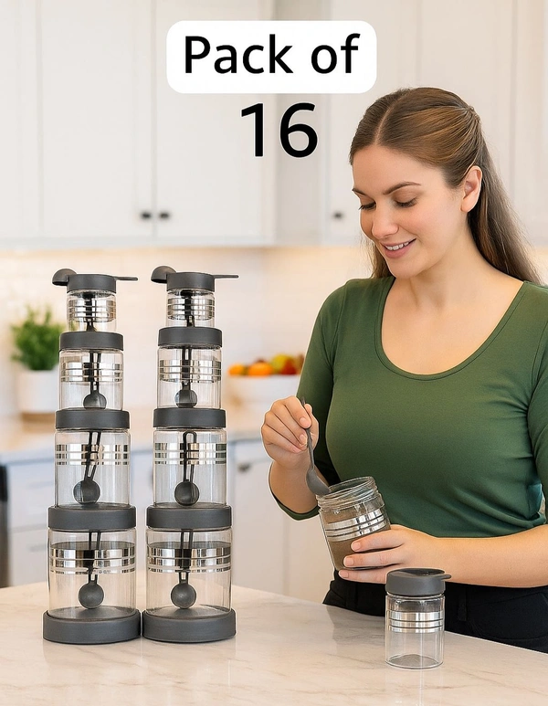 Pack of 16 Transparent Food Storage Containers (1200ML, 650ML, 350ML, 250ML)

