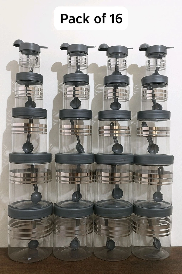 Pack of 16 Transparent Food Storage Containers (1200ML, 650ML, 350ML, 250ML)

