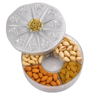 Rose Design Dry Fruit Storage Tray with Lid – 5 Section Organizer