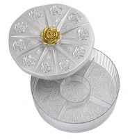 Rose Design Dry Fruit Storage Tray with Lid – 5 Section Organizer