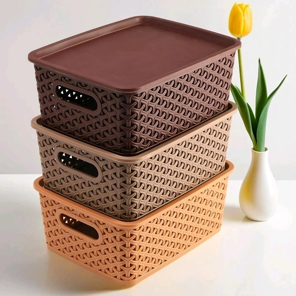 Multipurpose Storage Basket with Lid – Single & Combo Pack
