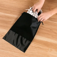 Multipurpose Travel Shoe Storage Bag with Transparent Window – Black (Drawstring Closure)
 - Pack 1