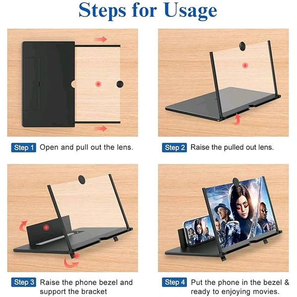 12" HD Mobile Screen Magnifier for All Smartphones | Foldable Phone Screen Amplifier for Movies, Gaming & Videos | Portable Stand for Eye Protection & Enhanced Viewing
