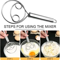 Stainless Steel Danish Dough Whisk | Heavy Duty Hand Mixer for Aata, Cake Batter, Eggs & Bread Dough