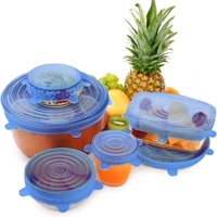 Set of 6 Reusable Silicone Stretch Lids | Food Storage Cover for Bowls, Jars & Fruits | Airtight & Leakproof 