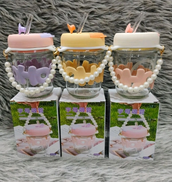 OHO Drinking Cup With Sleeve And Pearl Bracelet Glass Cup