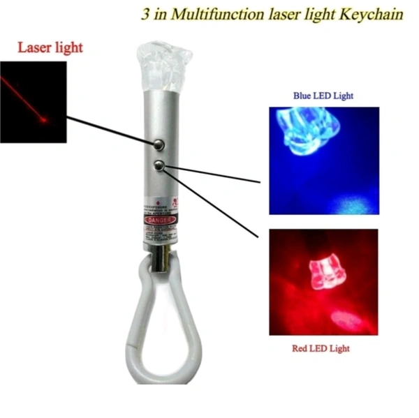 4 In 1 Laser Pointer Torch Led Lights With Hook, Multicolour.