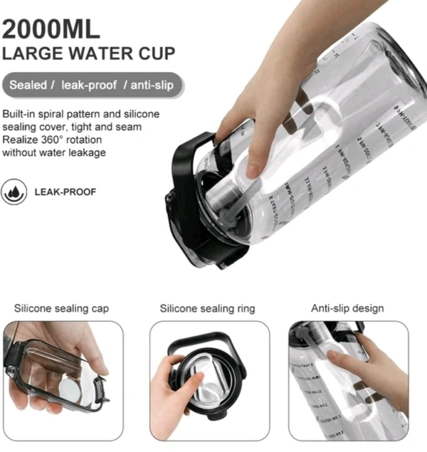 2 Litre Capacity Water Bottle Belt Straw Transport Bottle 