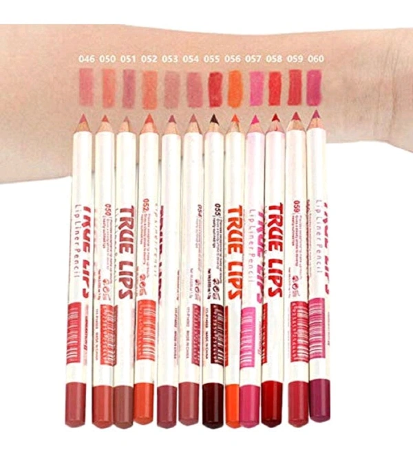 True Lips Lip Liner Pencil Naturally Finish Set Of 12 Pcs