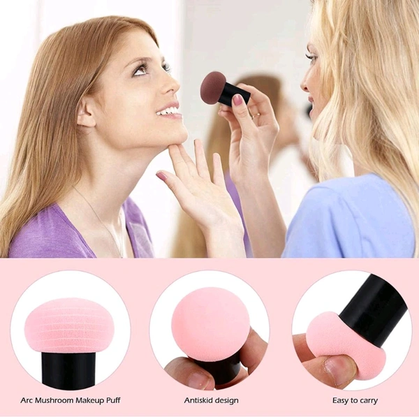 Black Mushroom Head Beauty Blender Soft Puff For Makeup (Pack Of 1with Plastic Box)
