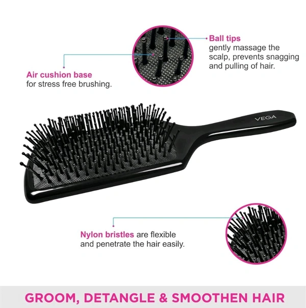  Premium Collection Mini Paddle Hair Brush for Men & Women, Black
