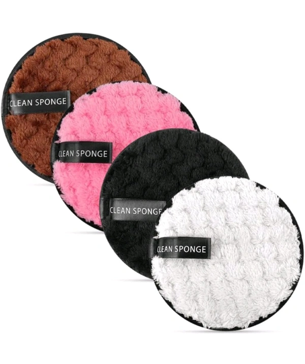  4Pcs Makeup Remover Cleansing Pads, Reusable Cotton Pads for Makeup Removal Wipes, Soft Double-Side & Easily Remove Stubborn Face or Eye Makeup, Suitable for All Skin Type