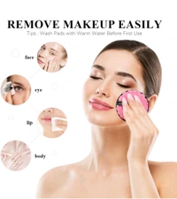  4Pcs Makeup Remover Cleansing Pads, Reusable Cotton Pads for Makeup Removal Wipes, Soft Double-Side & Easily Remove Stubborn Face or Eye Makeup, Suitable for All Skin Type