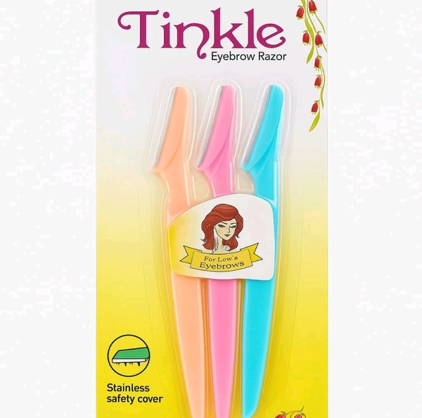 Tinkle Eyebrow Razor for Women (3 PCS Set) | Face Razor with Stainless Safety Cover | Facial Hair Remover & Eyebrow Shaper | Trimmer for Upper Lips, Chin, Sideburns