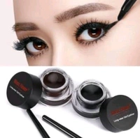  Eye Makeup 2 in 1 Brown + Black Gel Eyeliner Make Up Water-proof Smudge-proof Set Eye Liner Kit With Brushes (Black + Brown)