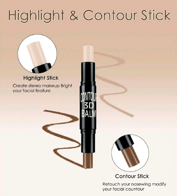 Professional 2in1 Matte Contour 3D Balm Highlight and Contour Stick
