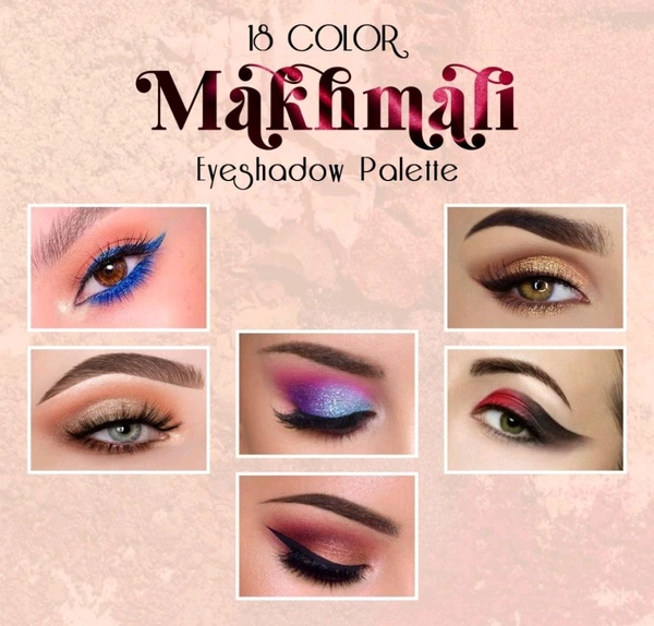  18 Shimmery Colors with Makhmali Eyeshadow, Brush & Mirror in a Pocket size Eye Shadow Palette