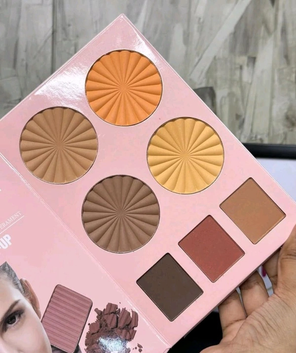 Beauty Gelanzi Professional Luxury Makeup Book,Palette 4 Set in 1 Book, 21 Eyeshadow Colours and 6 Highlighters,6 Blusher Contour,7 box Bronzer powder,Pink Floral Design