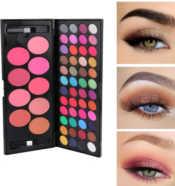Huda Girl Eyeshadow Palette With Brush - 57 Color All In One Makeup Kit Book For Women And Girl Natural Ultra Shimmer Eyeshadow Palette Smoky & Metallic