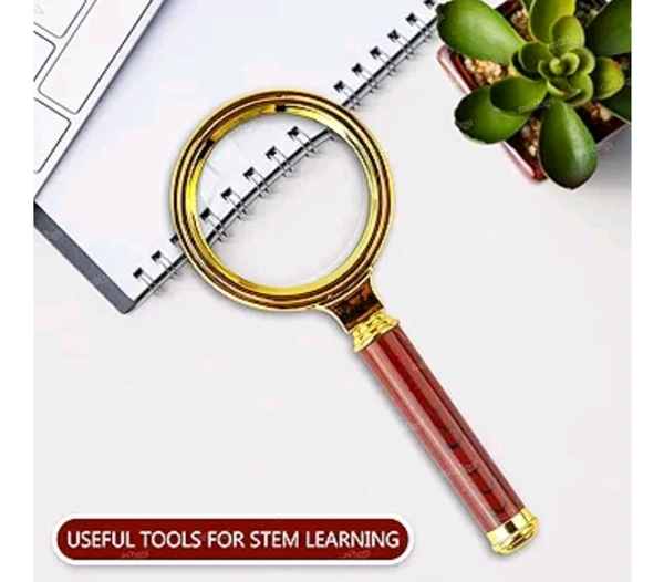 Zest 4 Toyz Magnifying Glass for Reading/Map, Double Glass 60mm High Power Antique Handheld Magnifier Glass for Kids (Golden)