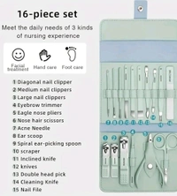Stainless Steel Professional Manicure Set Nail Cutter || Women Nail Scissors Luxury Grooming Kit Manicure Pedicure Kit || Women Nail Art Remover needle (Multicolor) (16 IN 1 Manicure Set)