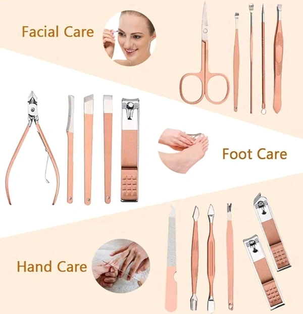 Stainless Steel Professional Manicure Set Nail Cutter || Women Nail Scissors Luxury Grooming Kit Manicure Pedicure Kit || Women Nail Art Remover needle (Multicolor) (16 IN 1 Manicure Set)