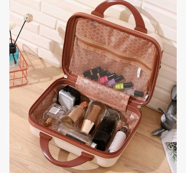 Cosmetic Case Cartoon Bear Storage Box Mini Suitcase Lightweight Password Lock, Hand Luggage Storage Bag with Zipper Clip-on Function, Water Proof Cosmetic Travel Case for Womens, Girls-1PCS