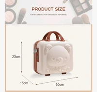 Cosmetic Case Cartoon Bear Storage Box Mini Suitcase Lightweight Password Lock, Hand Luggage Storage Bag with Zipper Clip-on Function, Water Proof Cosmetic Travel Case for Womens, Girls-1PCS