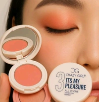 Crazy Girl 3 in 1 Makeup Stack Kit | Eyeshadow, Blush & Highlighter with Mirror | Compact Powder Formula | Oil Control & High Coverage | Travel-Friendly Makeup Kit