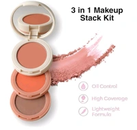 Crazy Girl 3 in 1 Makeup Stack Kit | Eyeshadow, Blush & Highlighter with Mirror | Compact Powder Formula | Oil Control & High Coverage | Travel-Friendly Makeup Kit