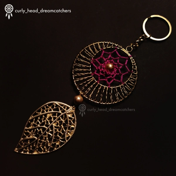 Dreamcatcher Keychain - Golden, Dark Pink, Golden