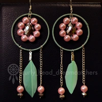 Pastel Shade Earrings - Light Pink and Silver, Pista Green