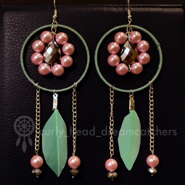 Pastel Shade Earrings - Light Pink and Silver, Pista Green