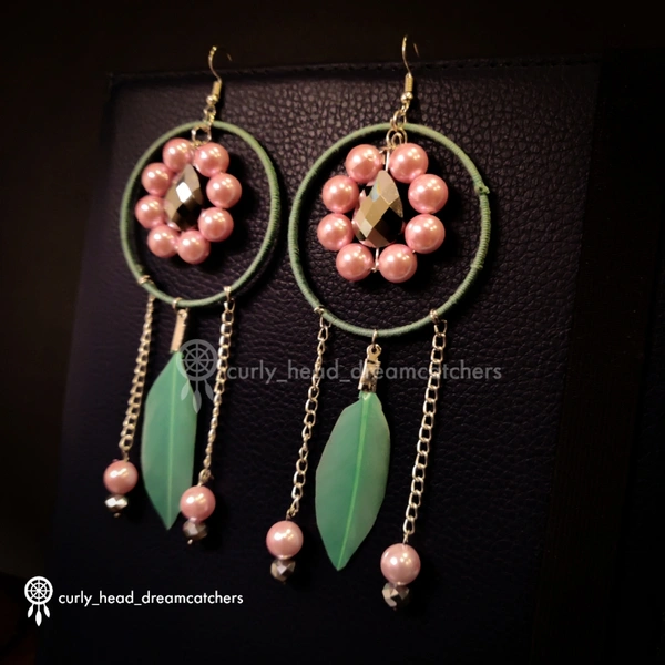 Pastel Shade Earrings - Light Pink and Silver, Pista Green