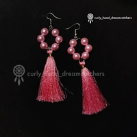Tassel Beaded Earrings - Light Pink