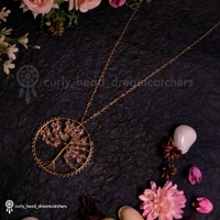 Tree Of Life Pendant Necklace - Light Pink, Golden