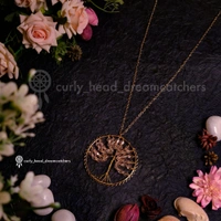 Tree Of Life Pendant Necklace - Light Pink, Golden